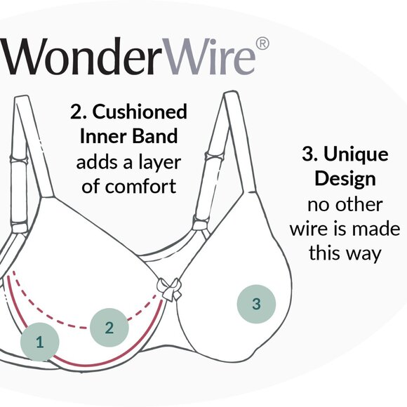 Glamorise 36C WONDERWIRE Bra Satin & Lace UNDERWIRE (FLEXI SIDE BONES) Blue NEW - Picture 15 of 16